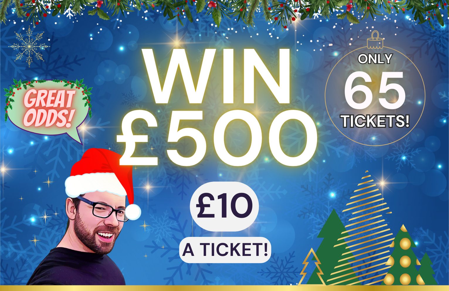(DRAWN 15/12/2024) WIN £500! Only 65 Tickets Available!