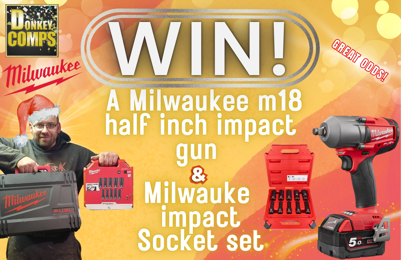 (DRAWN 18/12/2024) WIN A Milwaukee m18 half inch impact gun & Milwaukee impact Socket set