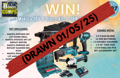 WIN! Makita 18V 6 Piece Kit & 100 Accessory Set